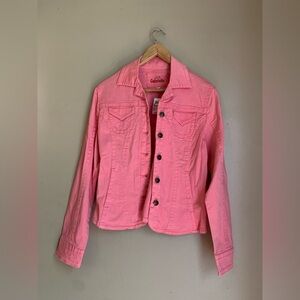 Jon gabrielle pink denim jean jacket fitted stretch size large